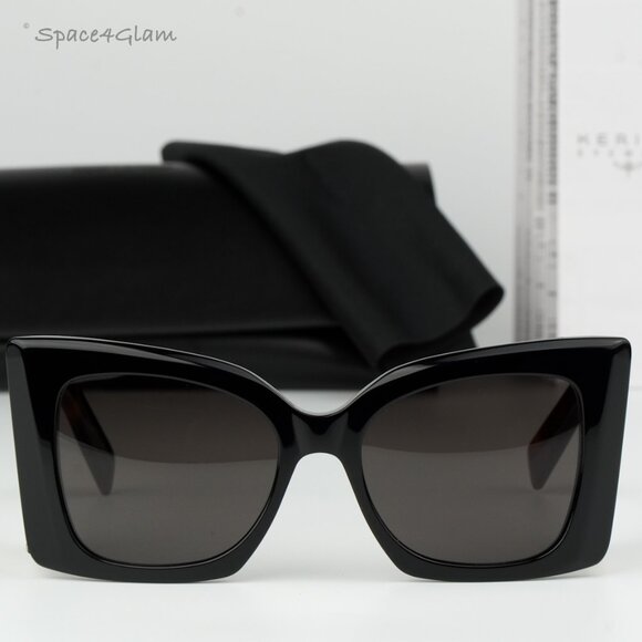 BRAND NEW Saint Laurent SLM119 BLAZE 003 Black Havana Cat Eye Women Sunglasses - Picture 3 of 12